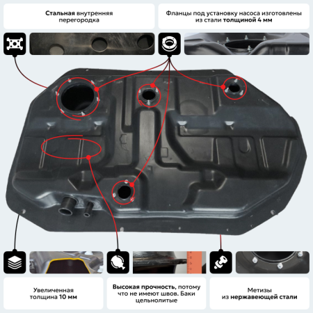 Пластиковый бензобак Mitsubishi Lancer 9, 2003-2008 (BP) -  50 л.