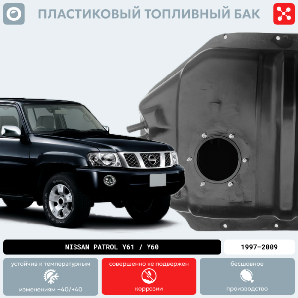 Пластиковый топливный бак Nissan Patrol Y61/Y60, 1997-2009 г.в. (BP)